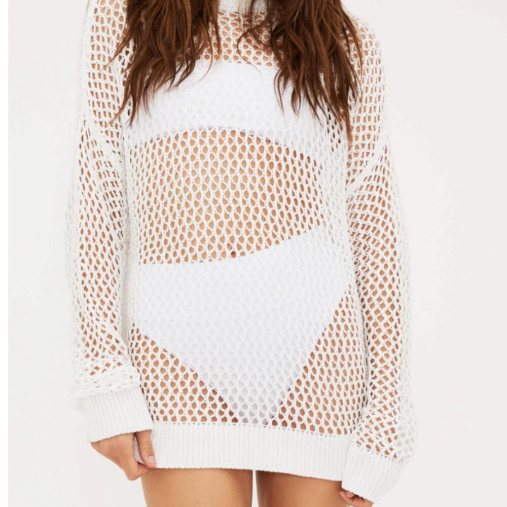 Beach Riot Crochet Hilary White Sweater Size Large